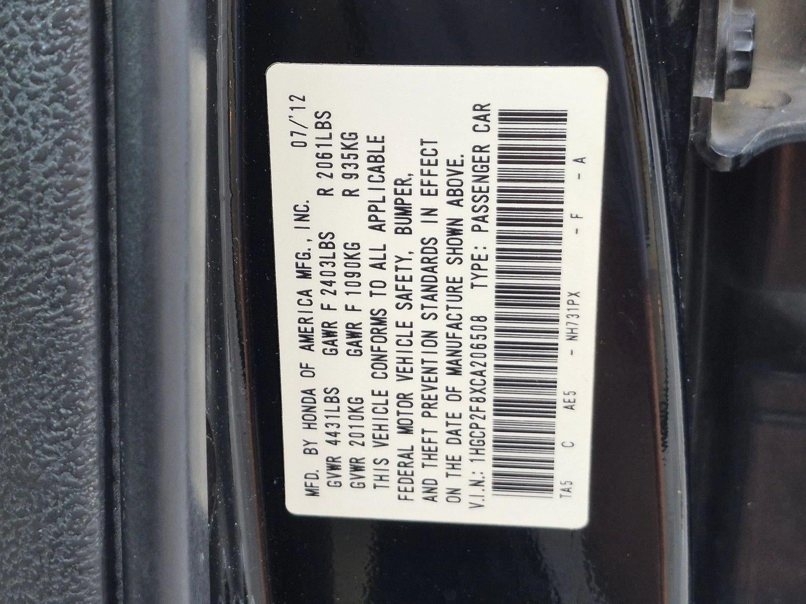 2012 Honda Accord Sedan EX-L Automatic