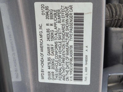 2020 Honda Accord Sedan Touring 2.0T Automatic
