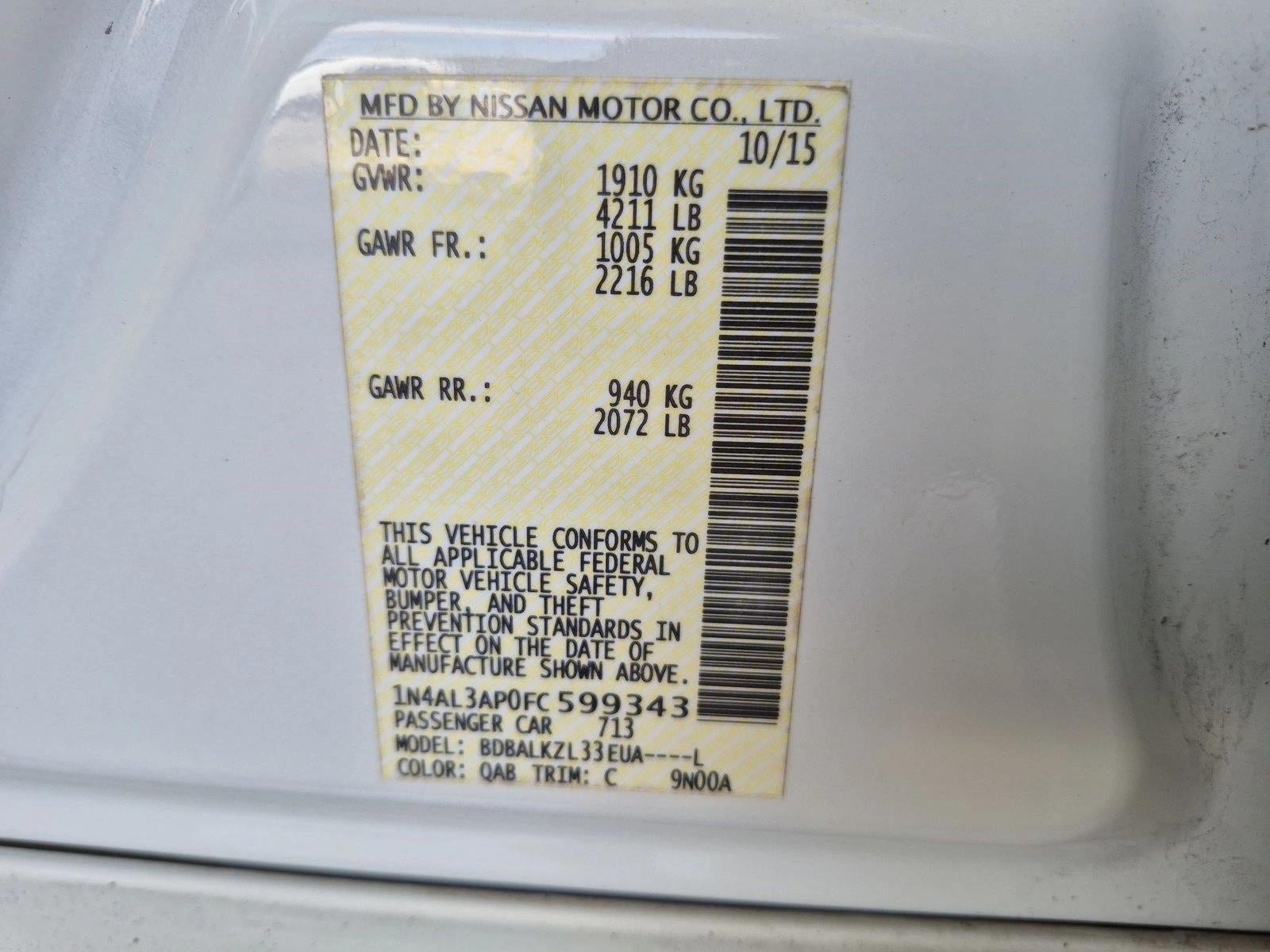 2015 Nissan Altima 4dr Sdn I4 2.5 SV