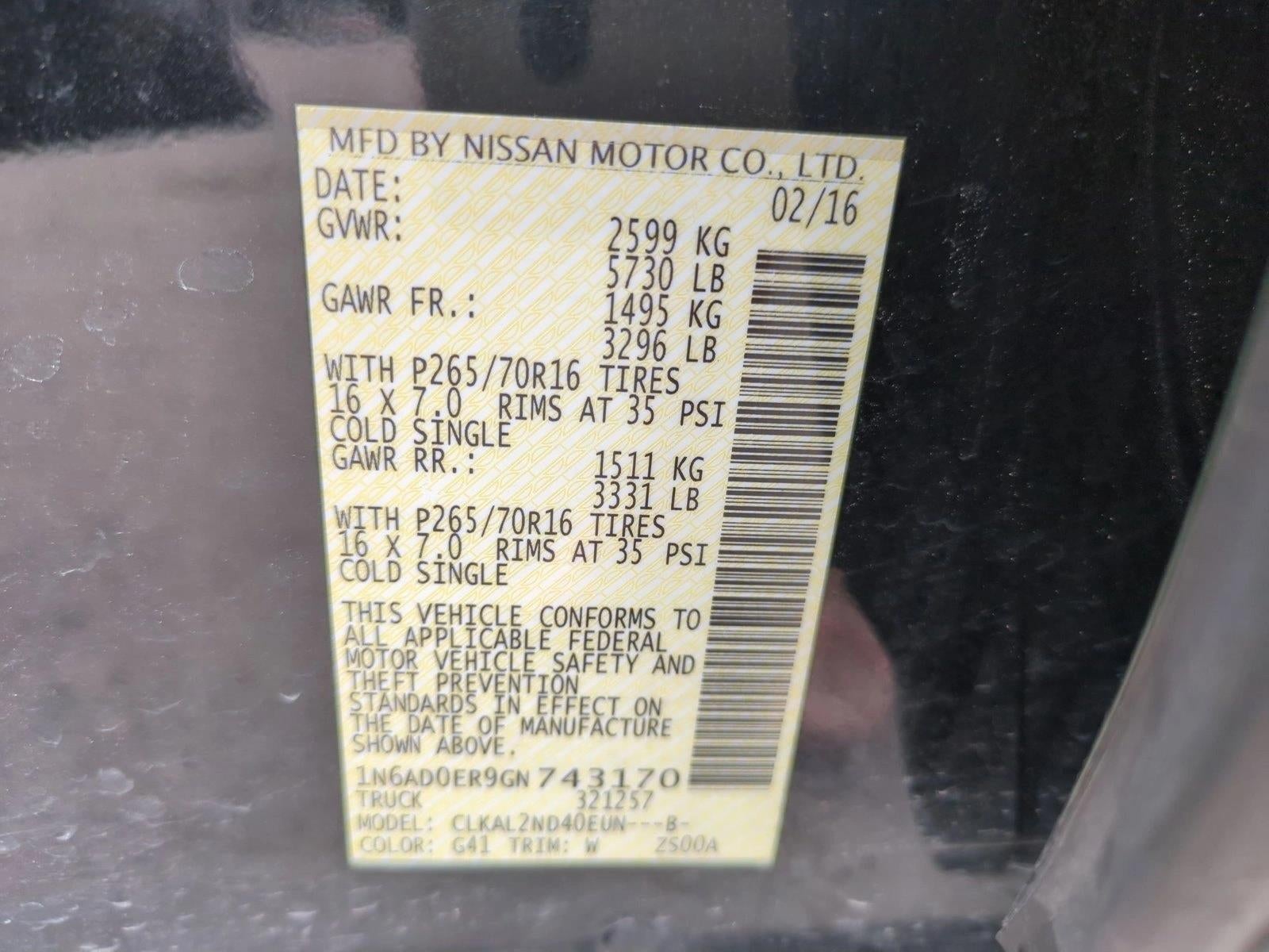 2016 Nissan Frontier 2WD Crew Cab SWB Auto SV