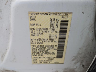 2018 Nissan Frontier Crew Cab 4x4 SV V6 Auto