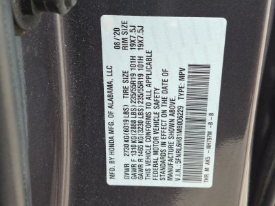 2021 Honda Odyssey Touring Auto