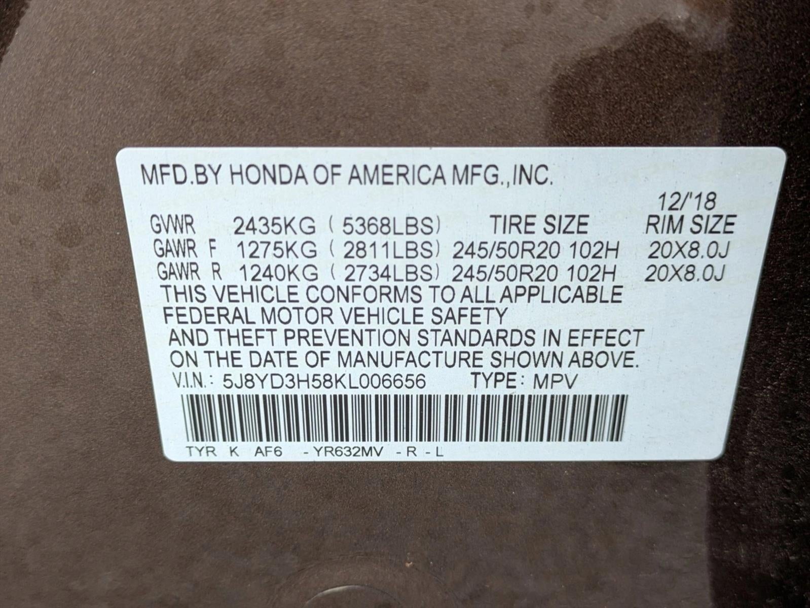 2019 Acura MDX FWD w/Technology Pkg