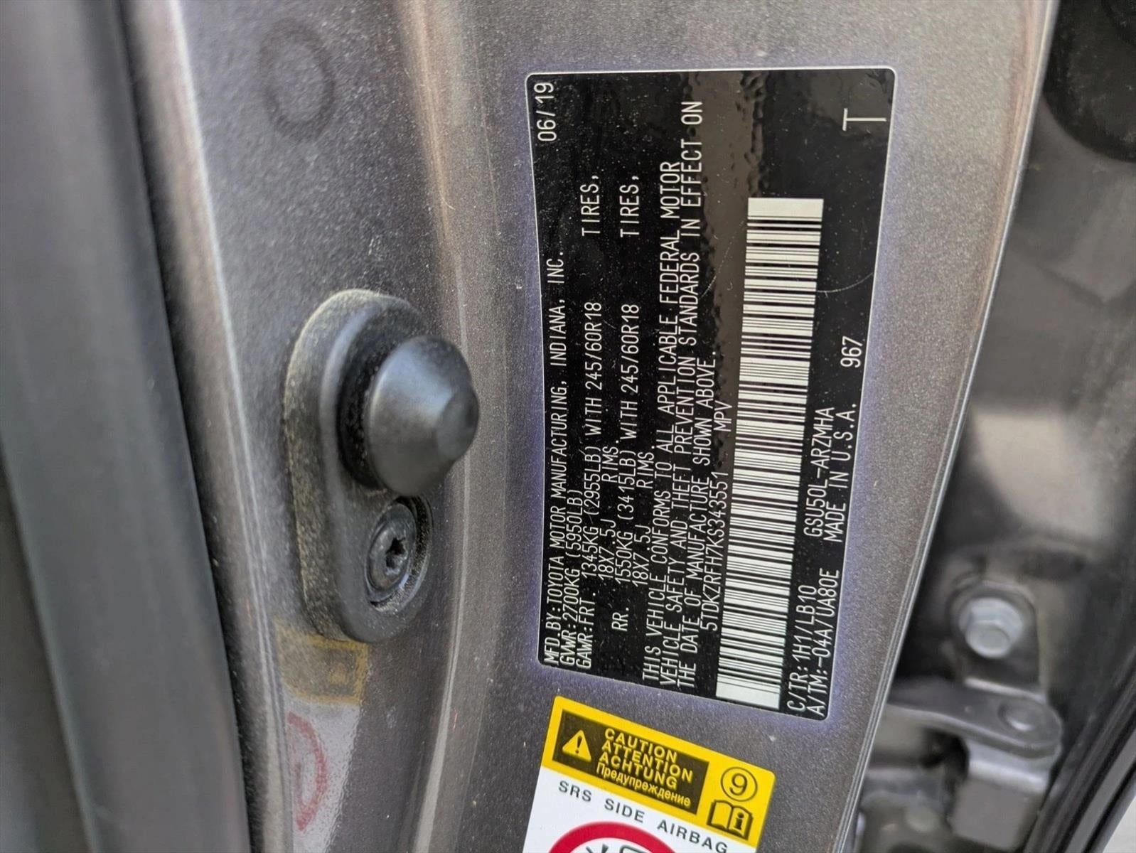 2019 Toyota Highlander XLE V6 FWD (Natl)