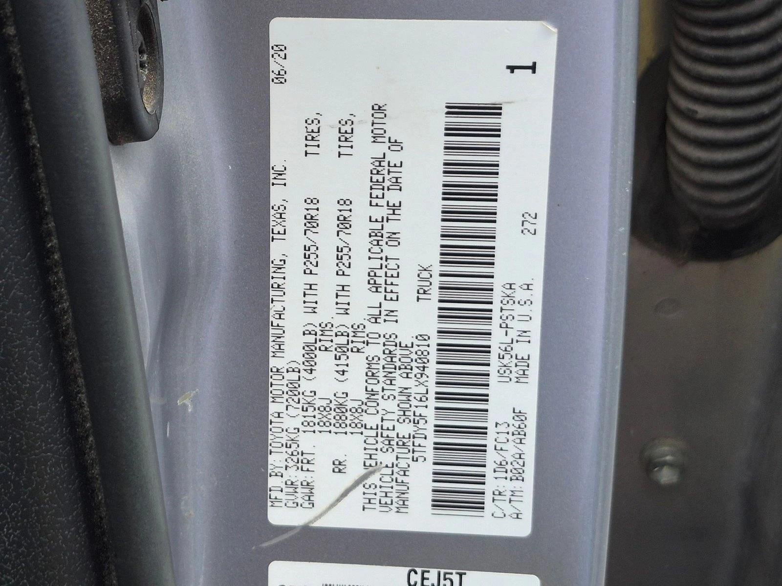 2020 Toyota Tundra 4WD 4WD SR5 CrewMax 5.5' Bed 5.7L (SE)