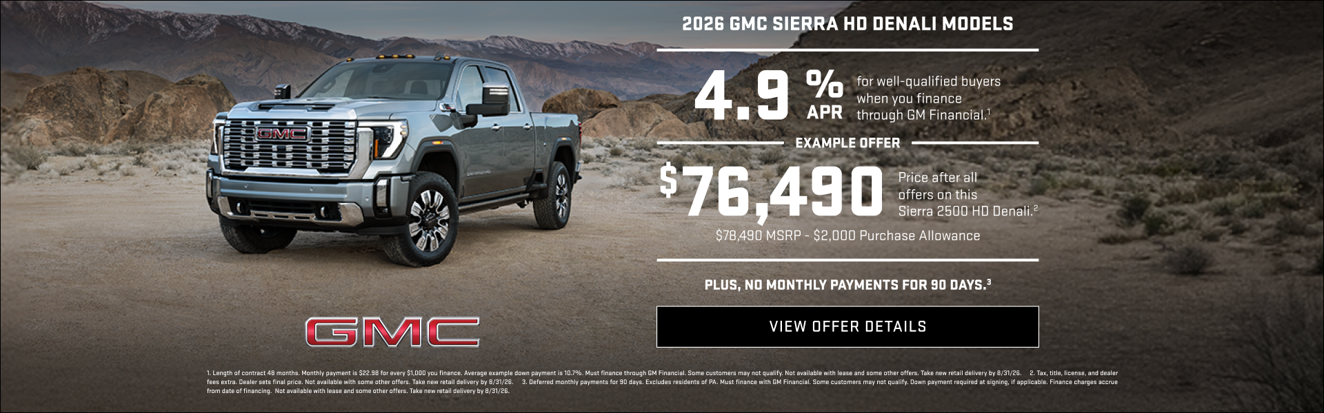 4.9% APR for well-qualified buyers when you finance through GM Financial.1

Plus,

Example offer:...